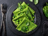 Рецепта Зелени солени палачинки с грах с ядково мляко